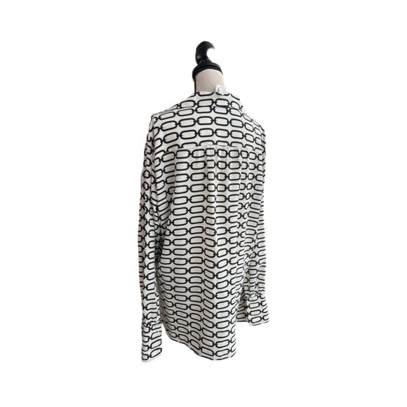 Sportmax chain print silk white black button down shirt size 14 - Picture 2 of 7